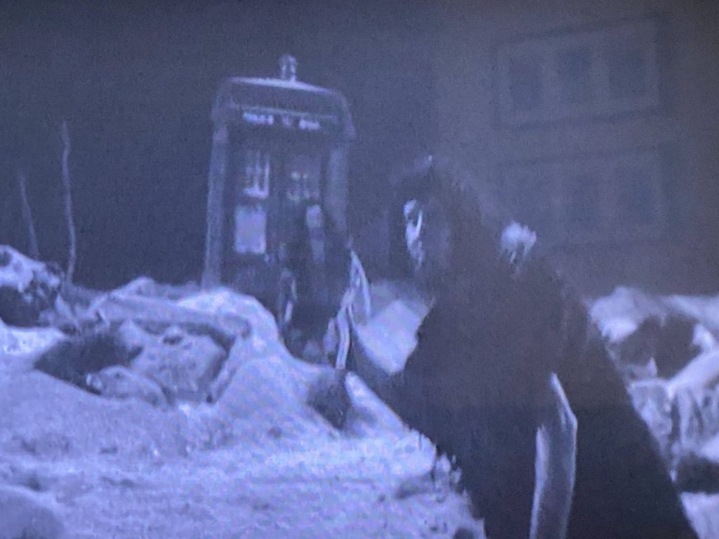 The Tribe of Gum block the way into the Tardis at the end of The forest of Fear