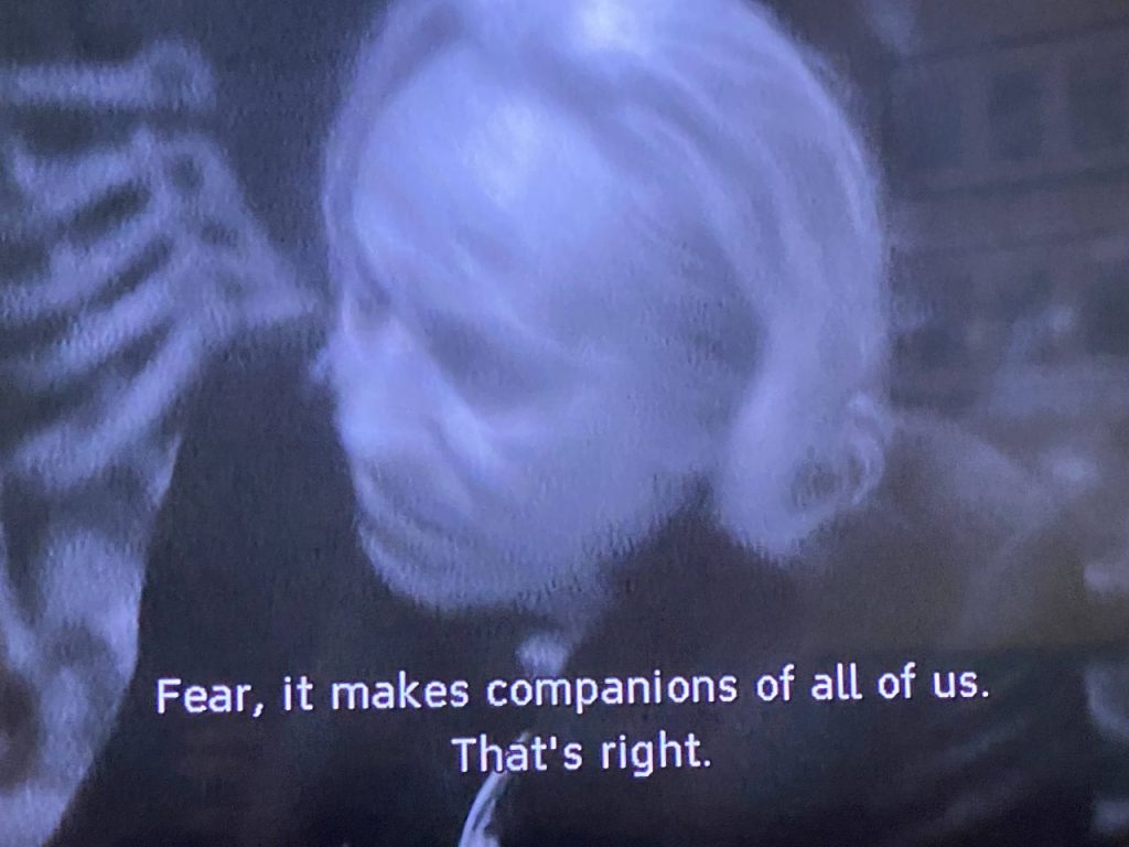 Fear makes companions of us all ... the Doctor gives a notable quote in The Forest of Fear